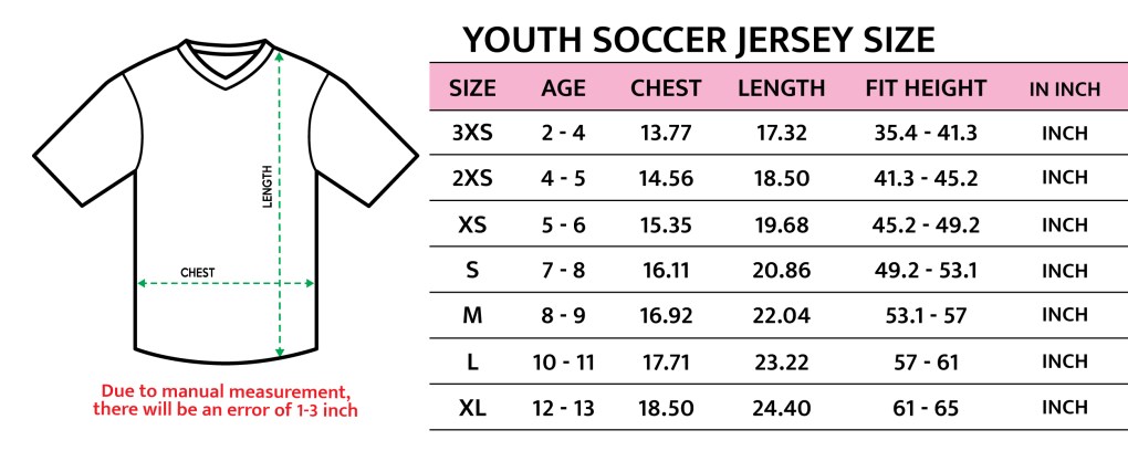 Soccer Youth Jersey Size 17082023