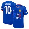 kylian mbappe 10 the rising star france national team 2024 25 home jersey euro uefa patch men blue