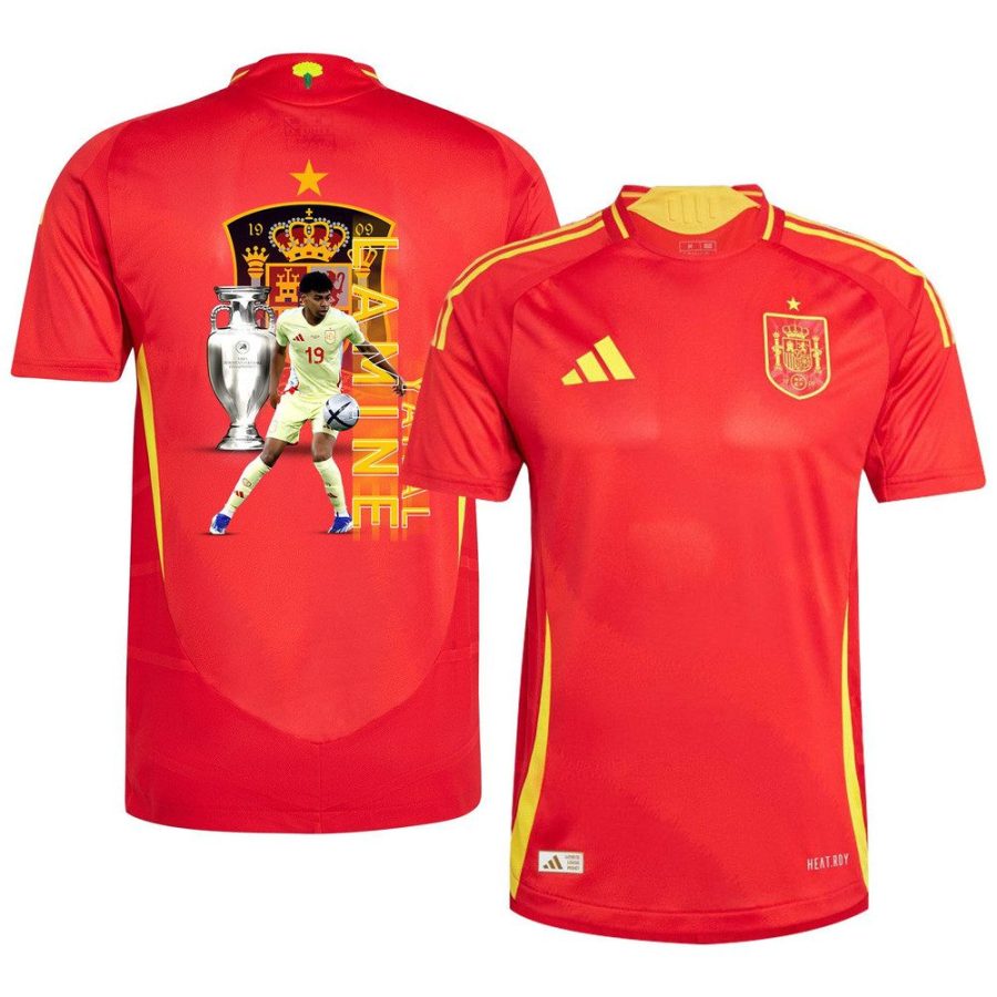 lamine yamal 19 skillful player spain national team 2024 25 home jersey euro uefa patch men scarlet