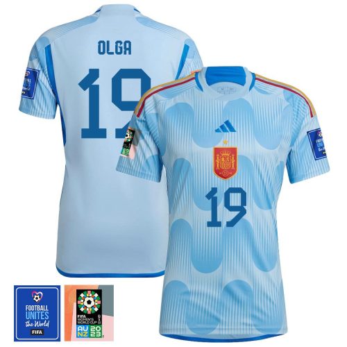 olga carmona 19 spain 1 star fifa patch womens national team 2023 24 world cup away women jersey